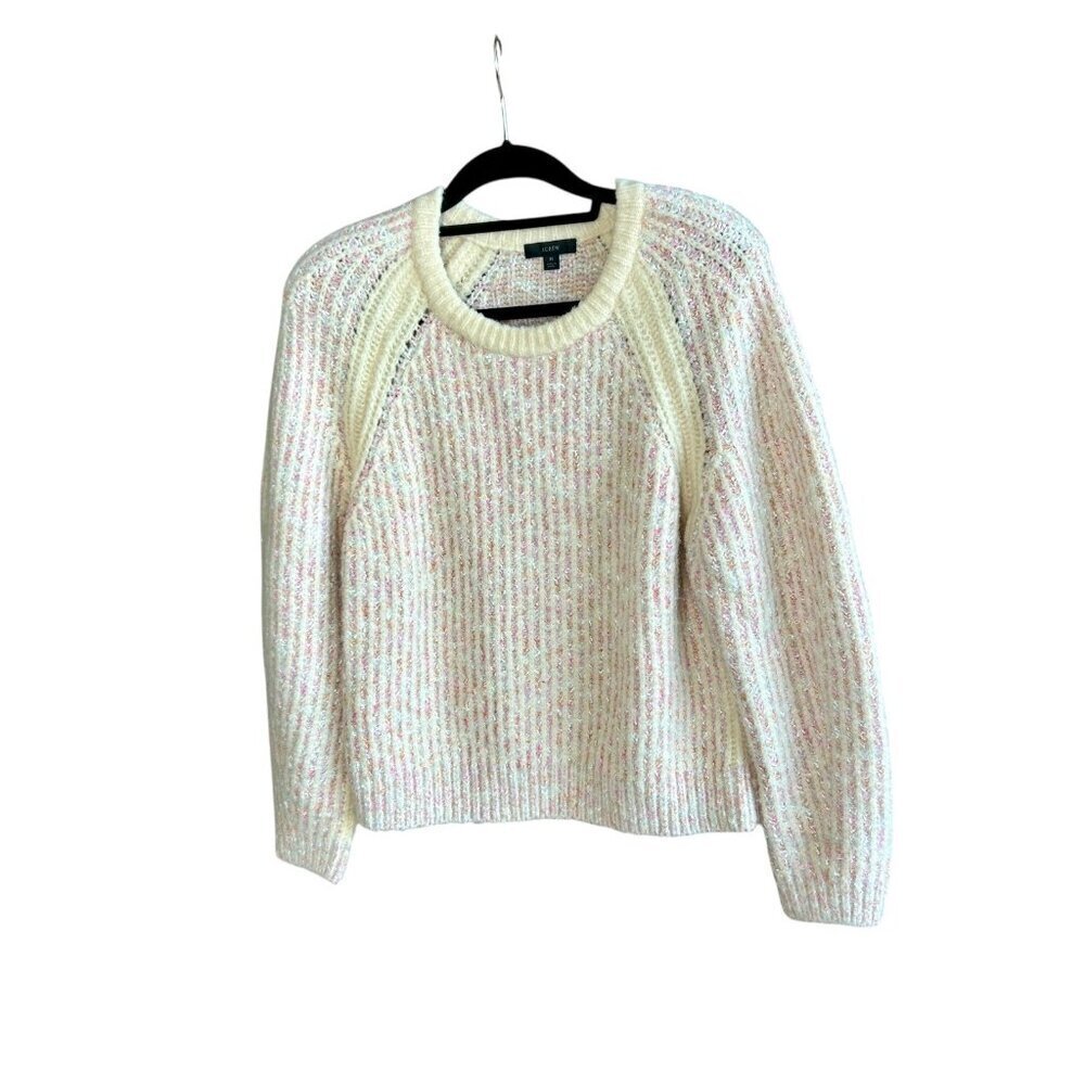 J. Crew Space Dyed Crewneck Sweater Alpaca and Merino Wool Blend Side Medium
